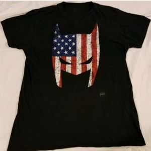 Batman DC Comics American Flag Cowl Tee Shirt‎ Blac